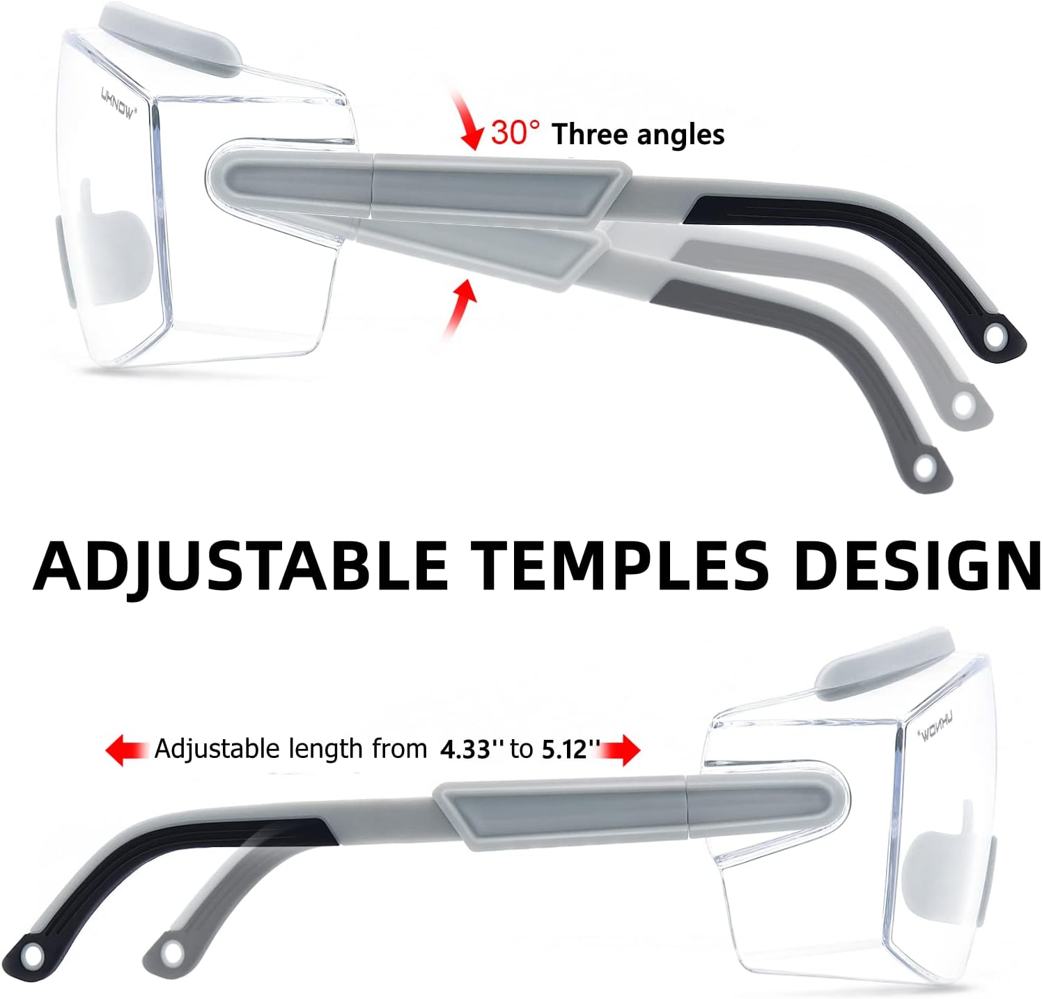 UKNOW Anteojos de seguridad sobre lentes, gafas de seguridad antivaho protección ocular envolvente, gafas protectoras ANSI Z87.1