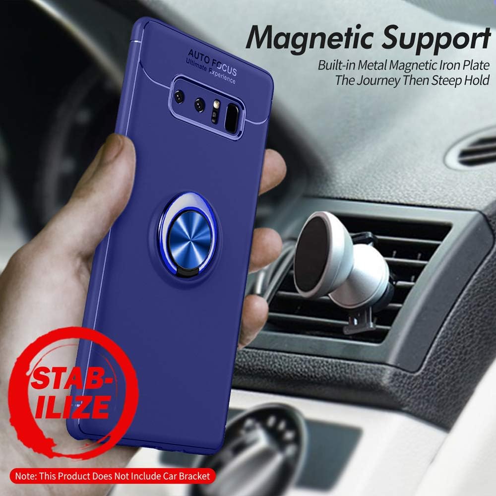 Asuwish Funda de teléfono para Samsung Galaxy Note 8 y protector de pantalla de vidrio templado, soporte de anillo, accesorios de celda de silicona