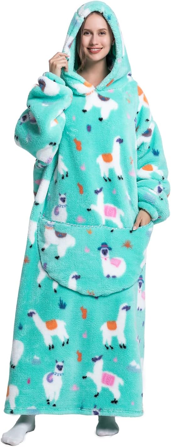 Manta con capucha para mujeres y adultos, de gran tamaño, sudadera con capucha (alpaca-extra larga)
