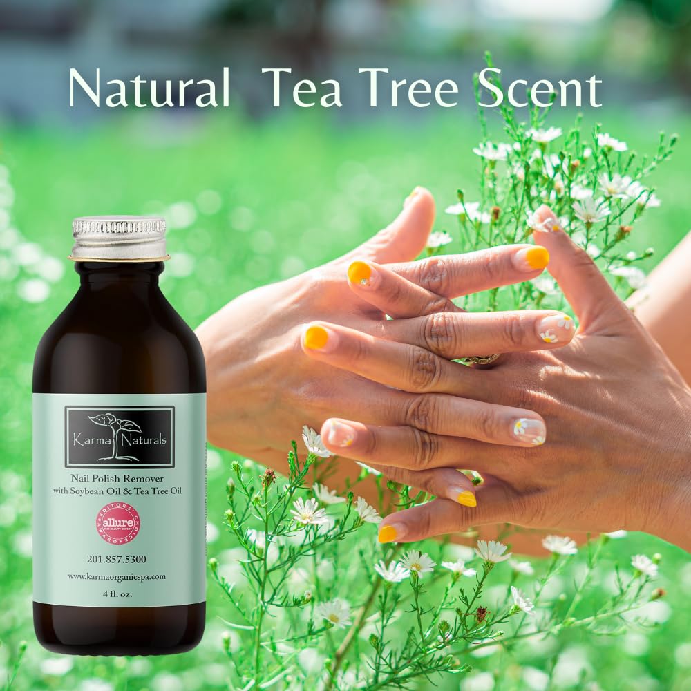 Karma Organic Removedor de esmalte de uñas con aceite de soja y aceite de árbol de té, no tóxico, vegano, libre de crueldad, sin acetona,