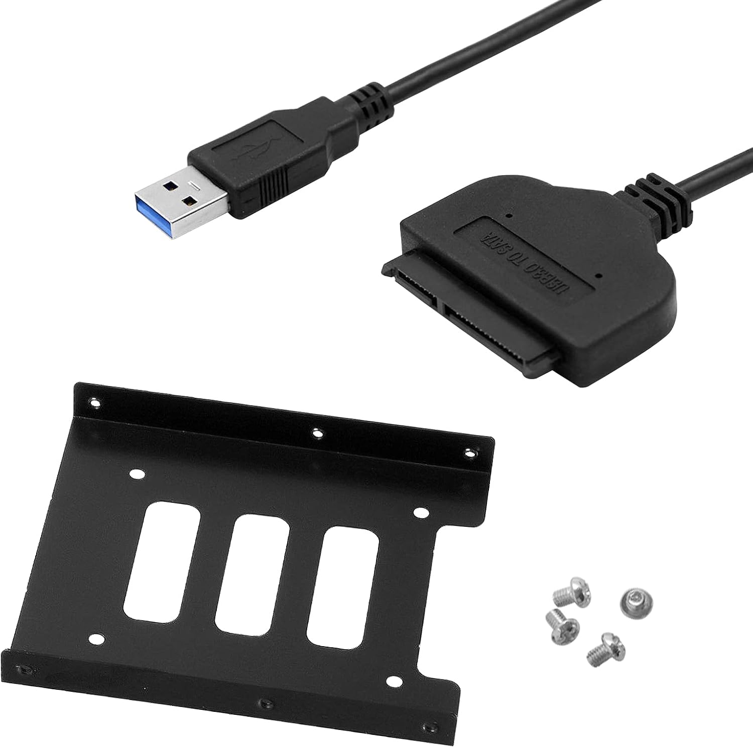 Cable adaptador de disco duro USB 3.0 SATA III con soporte de montaje SSD, cable adaptador SourceTon SATA a USB y bahía de unidad de 2.5″ a 3.5″