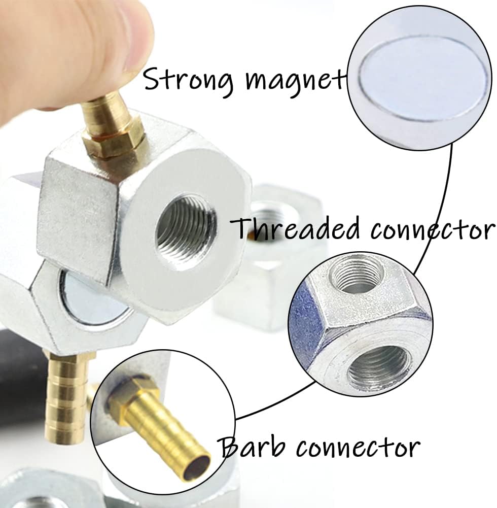Base magnética con conector de púas + boquilla redonda de 14 pulgadas PT de plástico refrigerante con interruptor manguera de refrigeración de