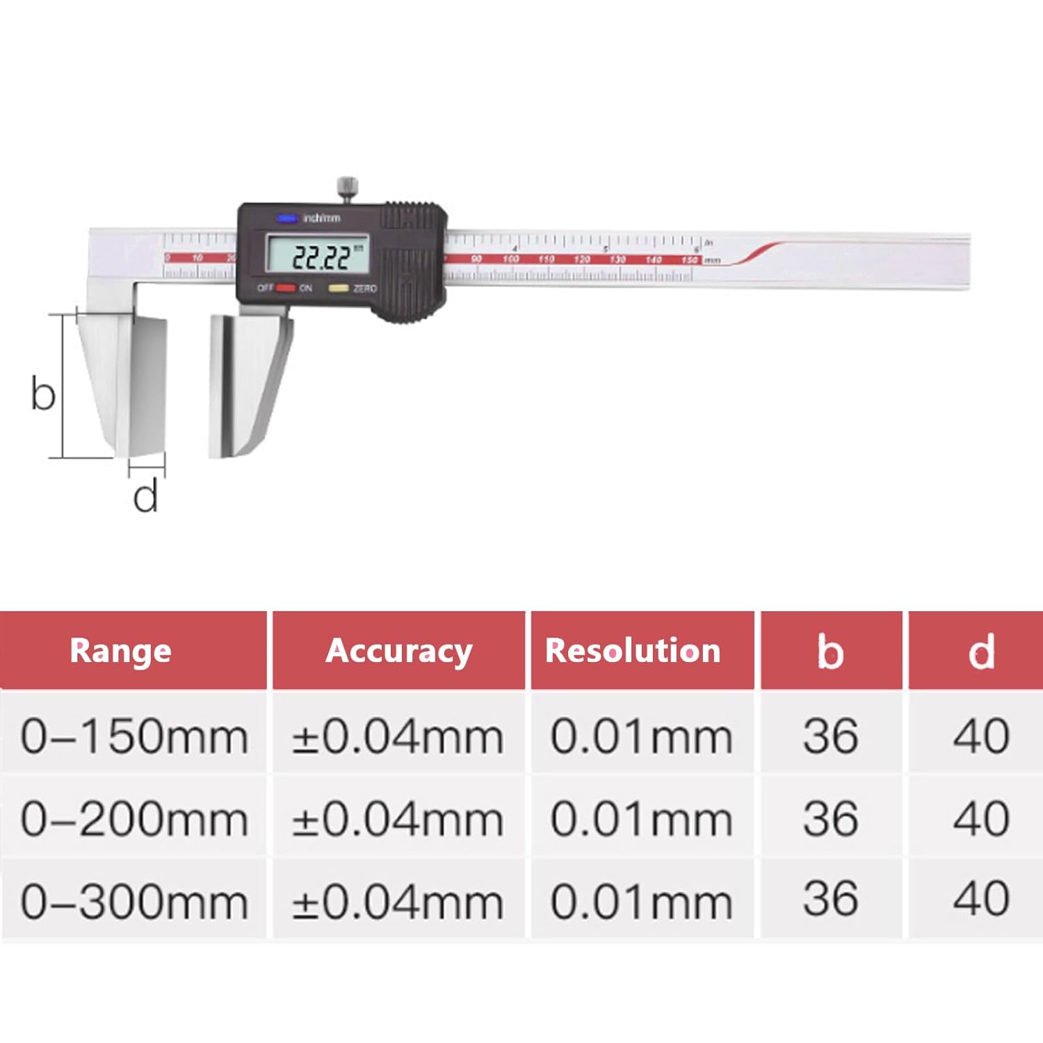 Pinza Vernier digital para cuerda de alambre, pinza Vernier de acero inoxidable de superficie ancha con pantalla LCD grande, fácil cambio de pulgada