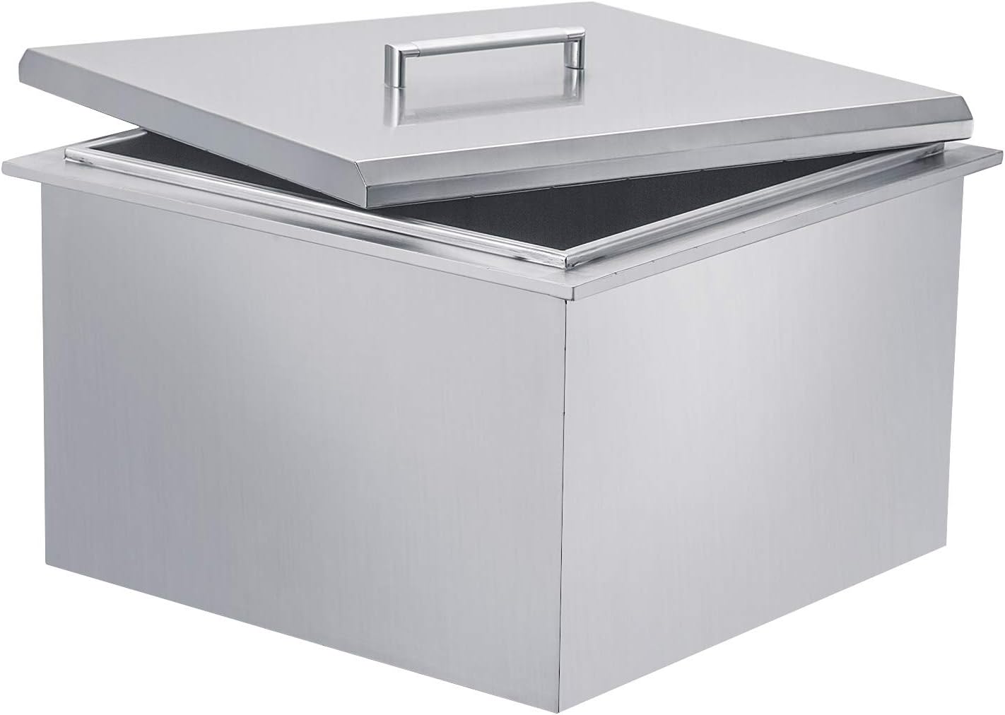 20″ Drop-In Ice Chest 304 Stainless Steel Drop-In Ice Bin Cooler Perfect for Colding Wine Beer Drinks in Your BBQ Island(Drain-Pipe and Plug