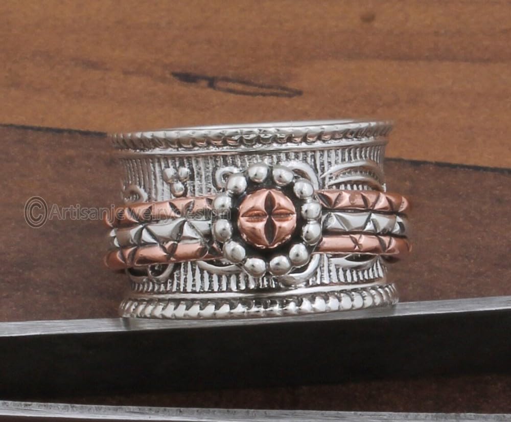 Spinner Silver Ring, 925 Silver Ring, Handmade Silver Ring, Bohemian Ring, Wide Band Ring, Statement Silver Ring, Spiritual Silver Ring, Vintage