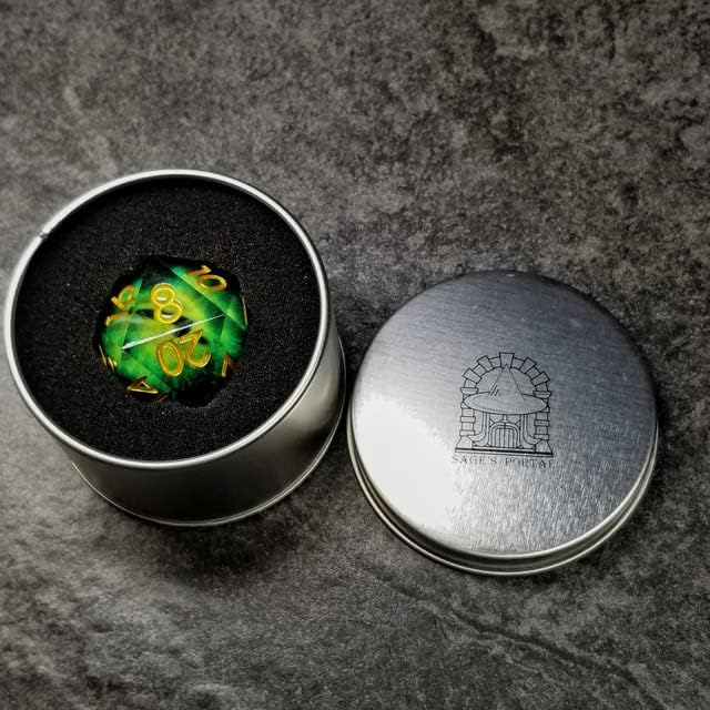 Sage’s Portal Dados de ojos de núcleo líquido de 1.299 in D20 con núcleo de vidrio para DND Dungeons and Dragons Pathfinder RPG TTRPG (Eye of The