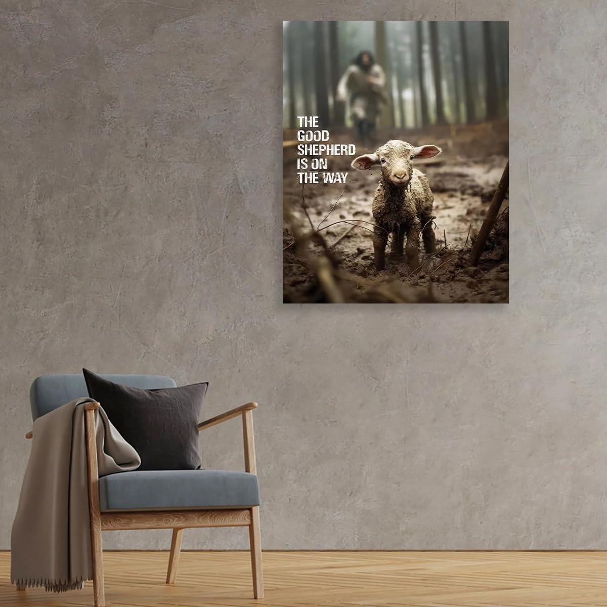 GUN SUPPLIES OUTLET LLC Lienzo cristiano para pared, imagen de cordero salvador de Jesús, arte de correr de Jesús, decoración de pared cristiana