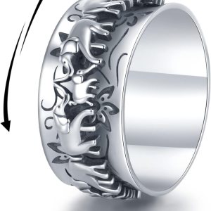 Anillo giratorio de plata de ley con elefante, anillo giratorio para mujer, anillo giratorio de elefante, joyería de regalo para mujeres y hombres Anillo giratorio de plata de ley con elefante, anillo giratorio para mujer, anillo giratorio de elefante, joyería de regalo para mujeres y hombres