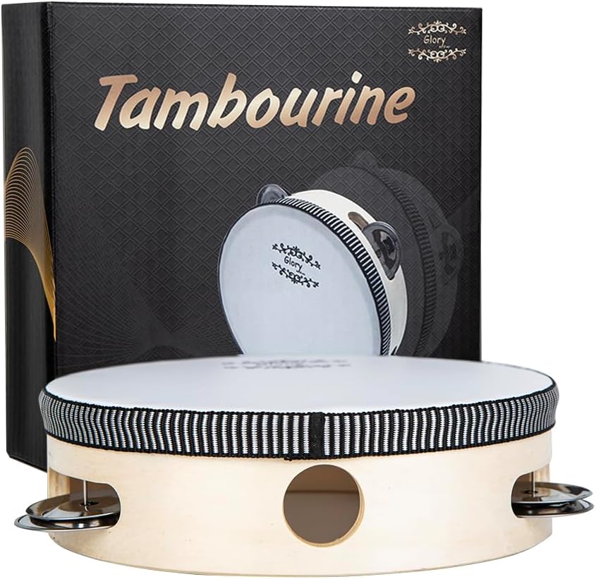 Glory – Tambor de mano de 8 pulgadas, timbre de metal de abedul de percusión, instrumento educativo musical para juegos de fiesta de KTV (8 pulgadas)