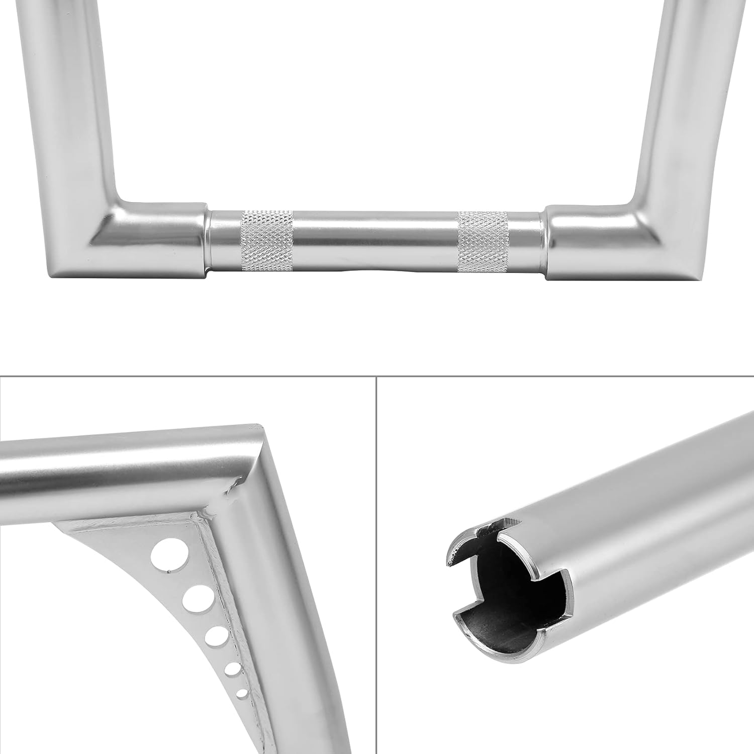 Green-L Manillar de cromo satinado de 14 pulgadas de altura de 1 14 pulgadas Fat Ape Hanger Bar apto para Harley Sportster XL1200 XL883