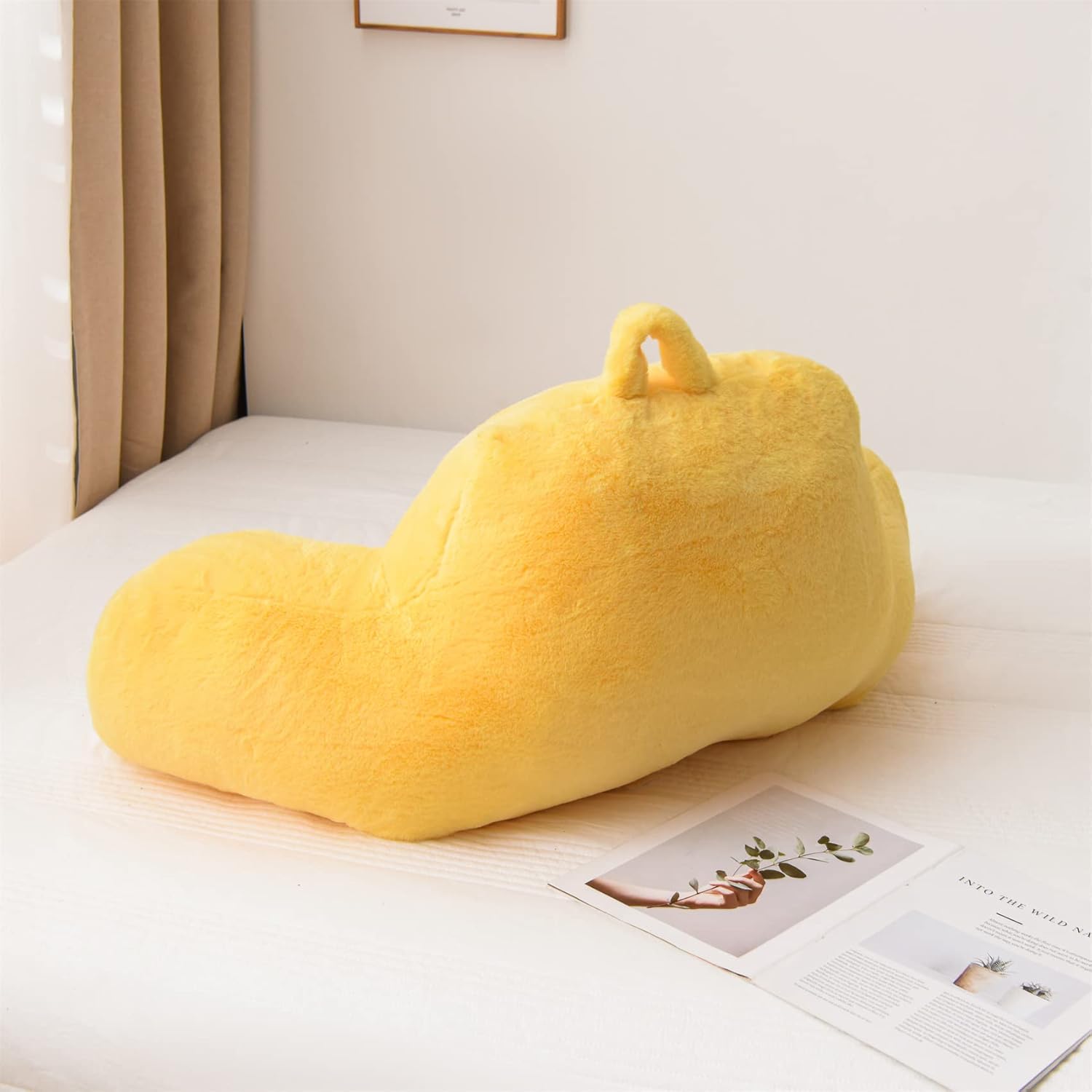 Aimuan Almohada de lectura para descansar en la cama con brazos, cojín de piel de conejo para adultos y adolescentes, inclinación para descansar
