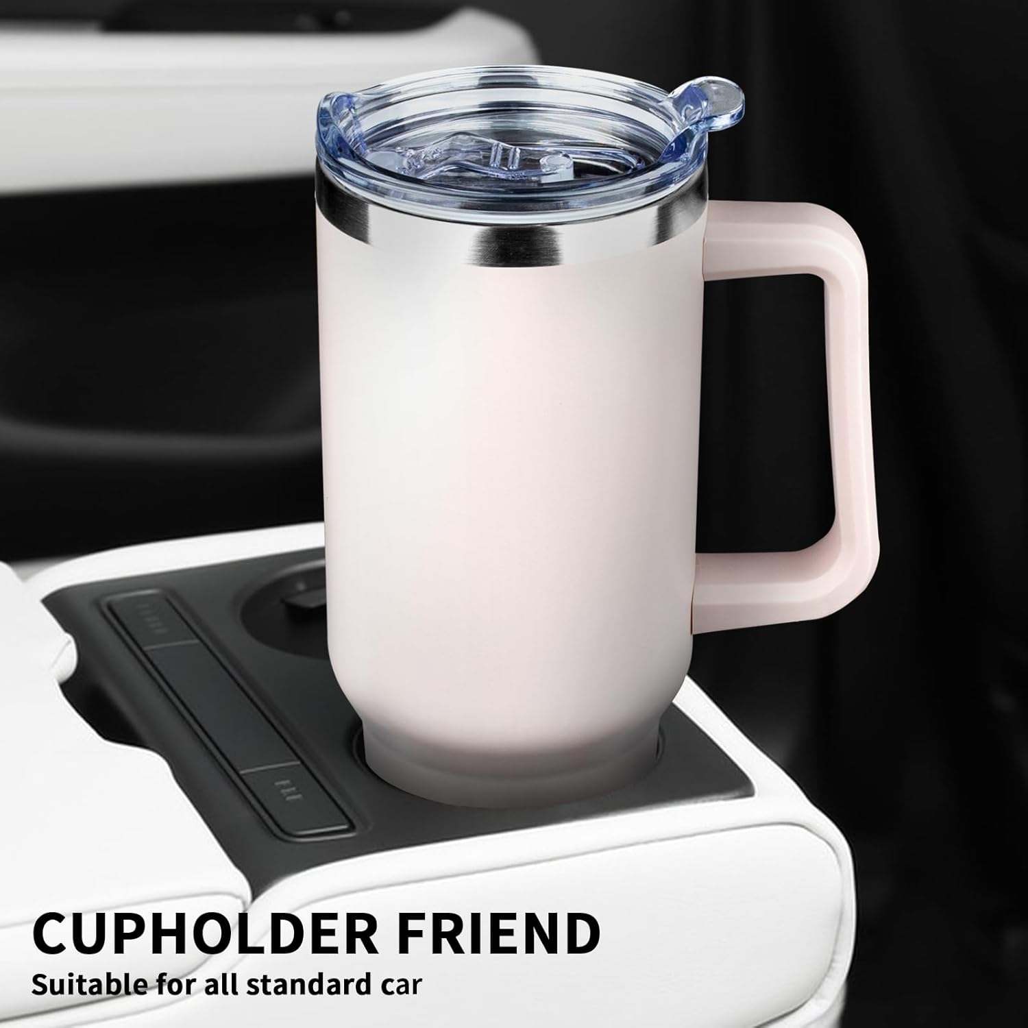 Vaso de 40 onzas con asa y tapa con popote, botella de agua de acero inoxidable, taza aislada reutilizable con tapa y popote, mantiene el frío calor