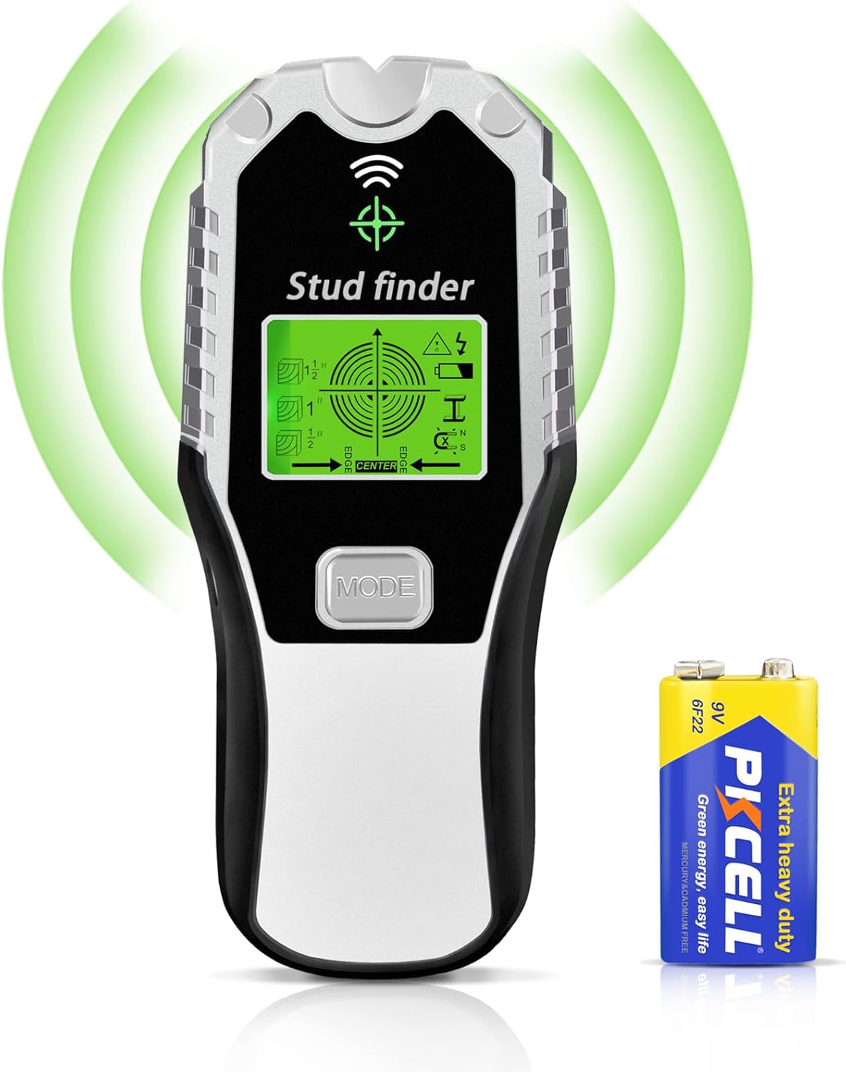 Escáner de pared 6 en 1, herramienta multifunción con sensor inteligente mejorado, pantalla LCD y alarma de audio para el centro y borde de metal,