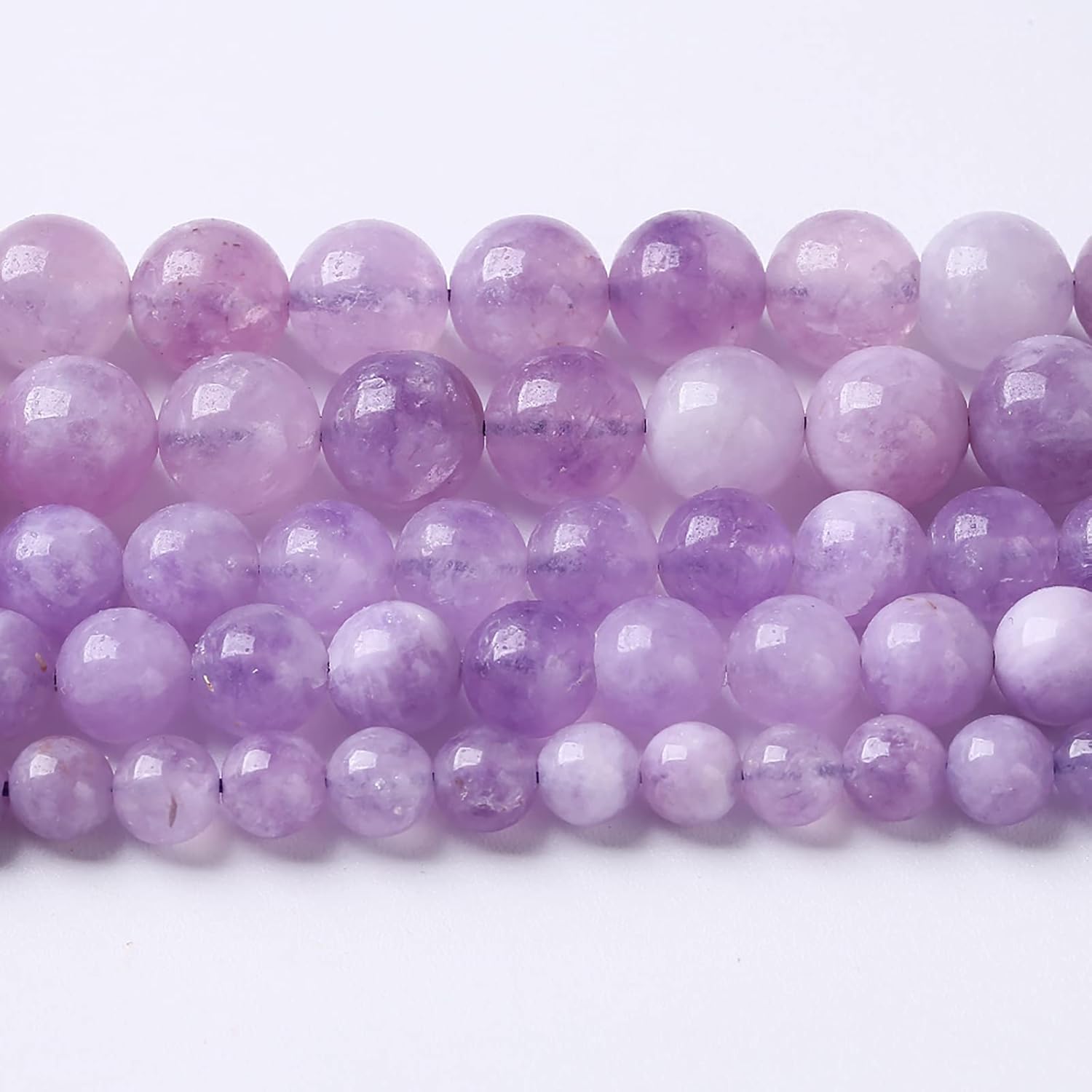 37 cuentas de amatista lavanda natural de 0.394 in (0.394 in), redondas y sueltas, piedras preciosas de cristal curativo para hacer joyas y pulseras