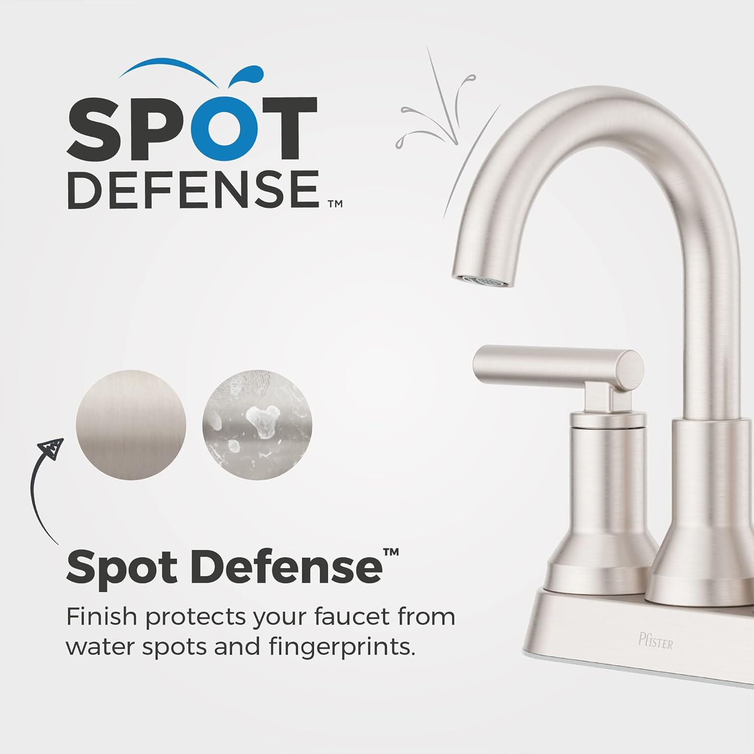 Pfister Capistrano LF048CSOGS – Grifo para lavabo de baño, centro de 4 pulgadas, 2 asas, 3 agujeros, acabado de níquel cepillado de defensa contra
