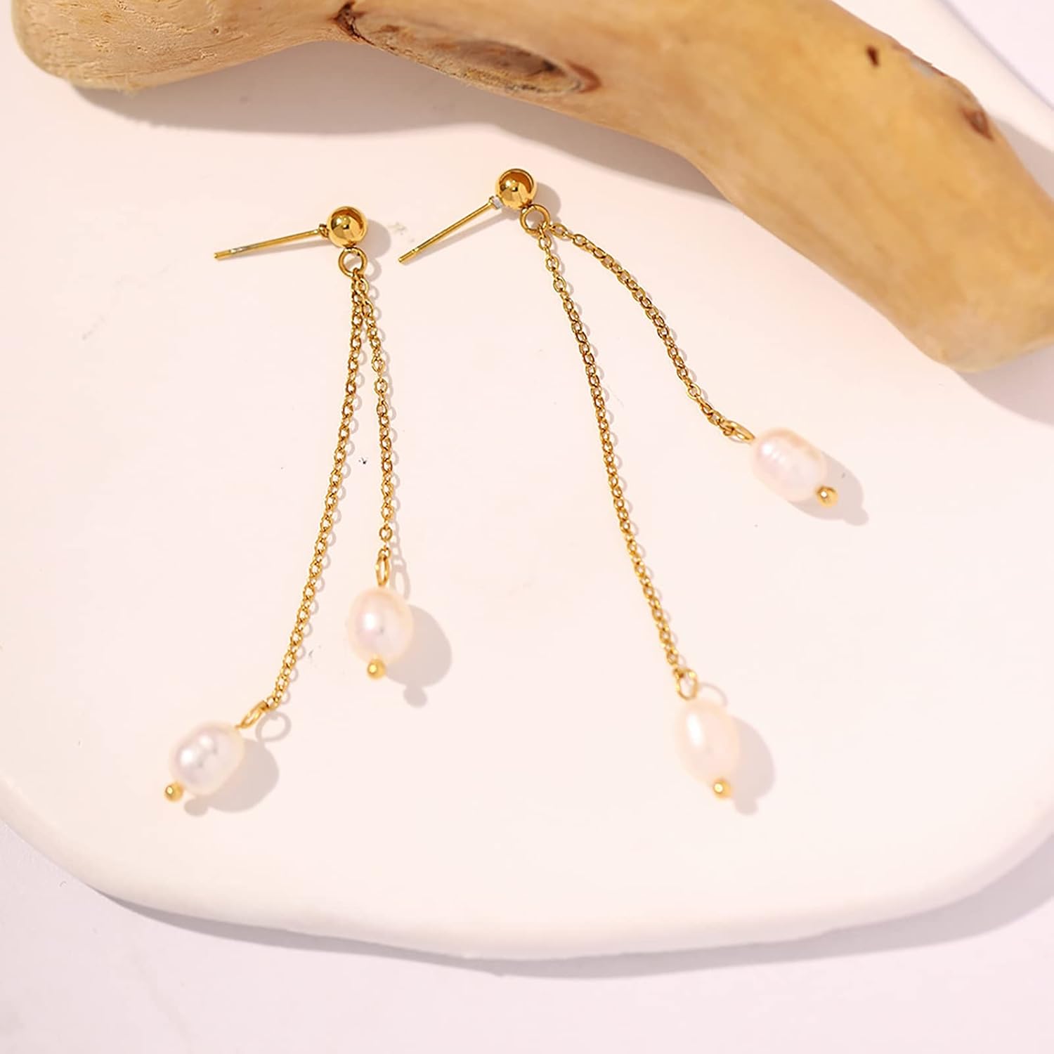 Pearl Tassel Earrings for Women Gold Pearl Drop Earrings Dangling Long Pearl Dangle Earrings for Brides Bridesmaid Prom Anniversary