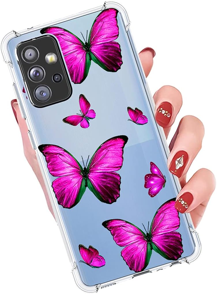 Yerebel Funda para Galaxy A52 5GGalaxy A52 4G, Samsung A52 5G Linda funda, transparente y flexible parachoques TPU funda de silicona suave de goma