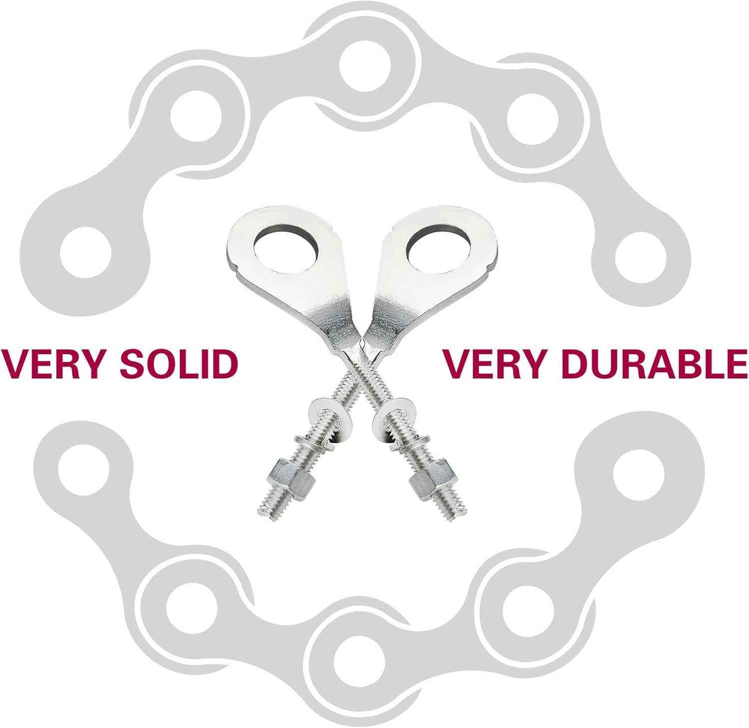 Ajustador de eje tensor de cadena, 4 unidades de 0.59 pulgadas (0.591 in), tensor de eje de cadena de bicicleta, compatible con motocicletas de 50