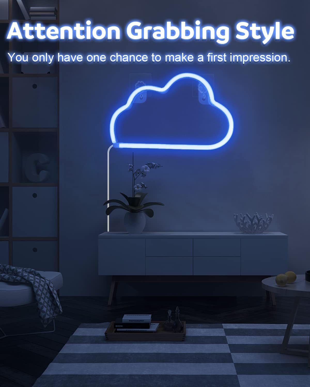 Aclorol Letreros de luz de neón de nube para decoración de pared, luces LED de nube alimentadas con bateríaUSB, color azul para habitación estética,