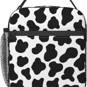 Lonchera aislada para hombres y mujeres, bolsa de almuerzo portátil y reutilizable para trabajo de oficina y picnic, estampado de vaca Lonchera aislada para hombres y mujeres, bolsa de almuerzo portátil y reutilizable para trabajo de oficina y picnic, estampado de vaca