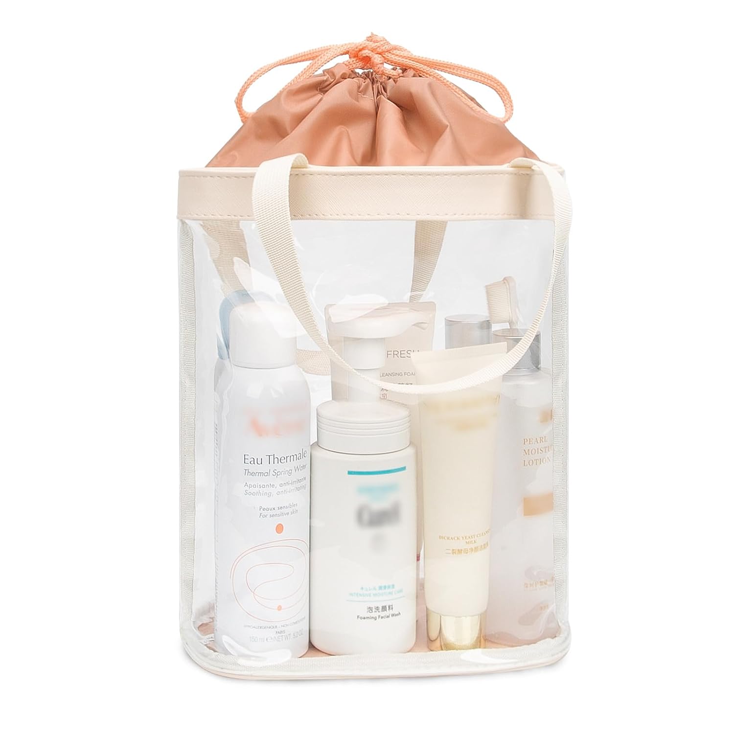 Neceser de viaje, bolsa de maquillaje transparente para mujer, bolsa de aseo aprobada por la TSA, bolsa transparente impermeable para cosméticos,
