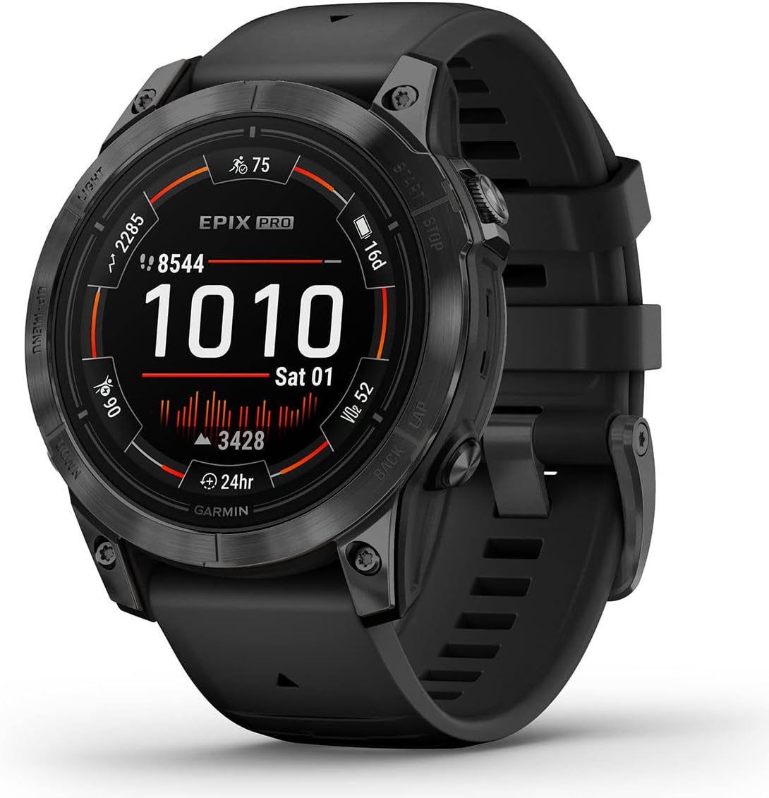 Garmin epix Pro (Gen 2) – Reloj GPS para exteriores (gris pizarranegro)  1.850 in con pantalla AMOLED y linterna incorporada  Caja de regalo,
