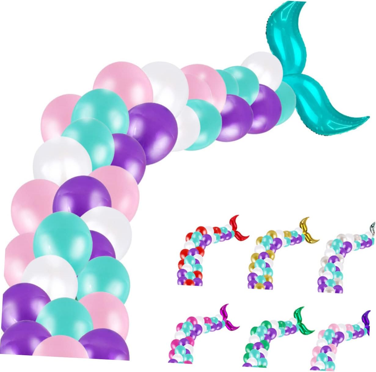 SAFIGLE 132 Pcs Flower Garland Decorations Latex Outfit Green Balloon Green Ballons Mermaid Tail Balloon Happy Birthday Ballons Ocean Balloons Green