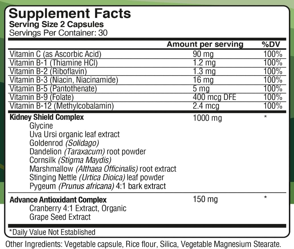 Suplemento Kidney Shield de NutraSpin – Potente fórmula de limpieza, desintoxicación y reparación de riñones con raíz de diente de león, extracto de