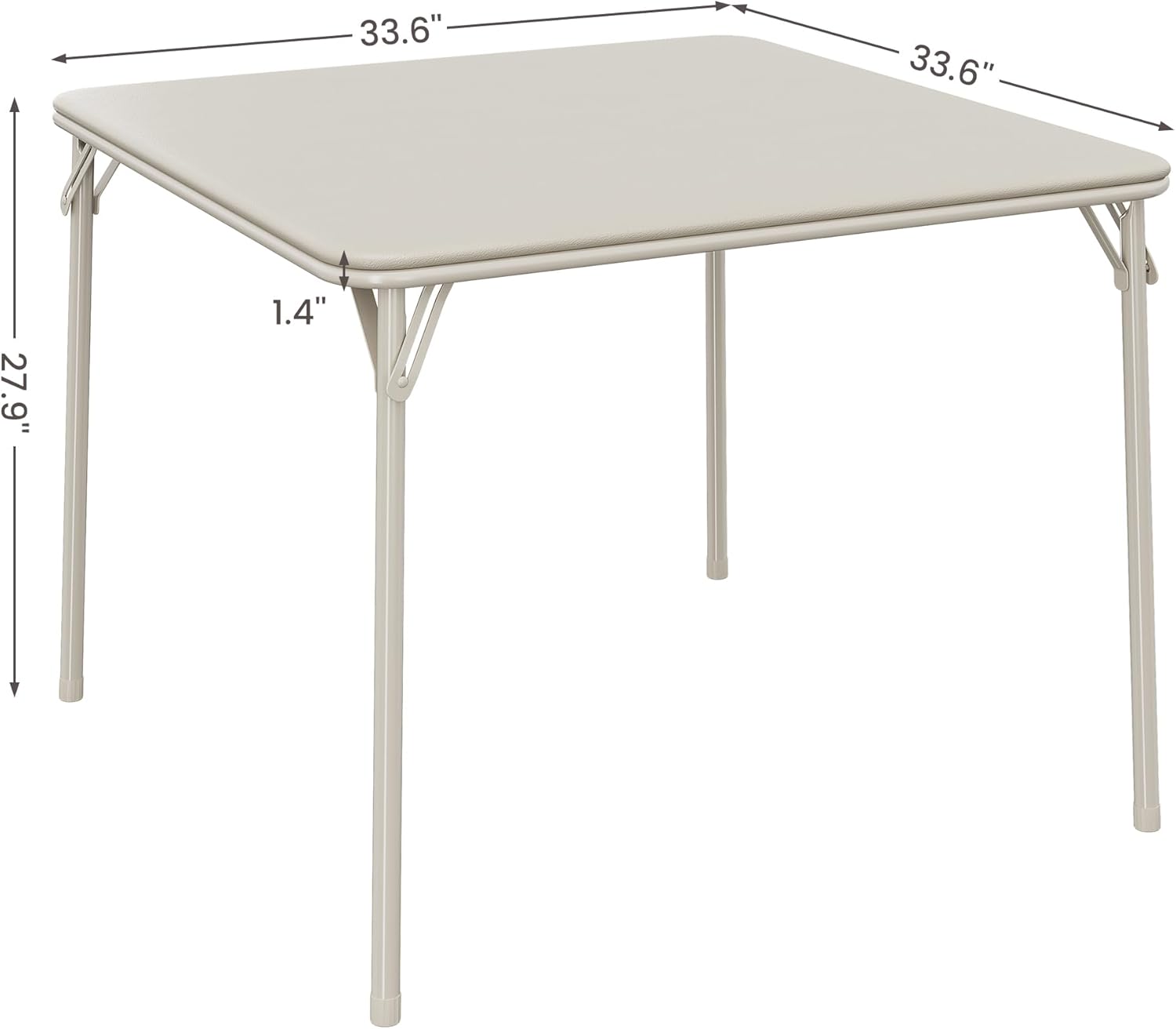 IDEALHOUSE Mesa plegable, mesa plegable portátil de 33.6 pulgadas, mesa plegable de metal beige con cojín suave de poliuretano, adecuada para sala