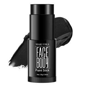 Barra de pintura negra para la cara y el cuerpo, fútbol negro de ojos, béisbol y sóftbol negro, no tóxico para deportes, fantasma, esqueleto, Barra de pintura negra para la cara y el cuerpo, fútbol negro de ojos, béisbol y sóftbol negro, no tóxico para deportes, fantasma, esqueleto,
