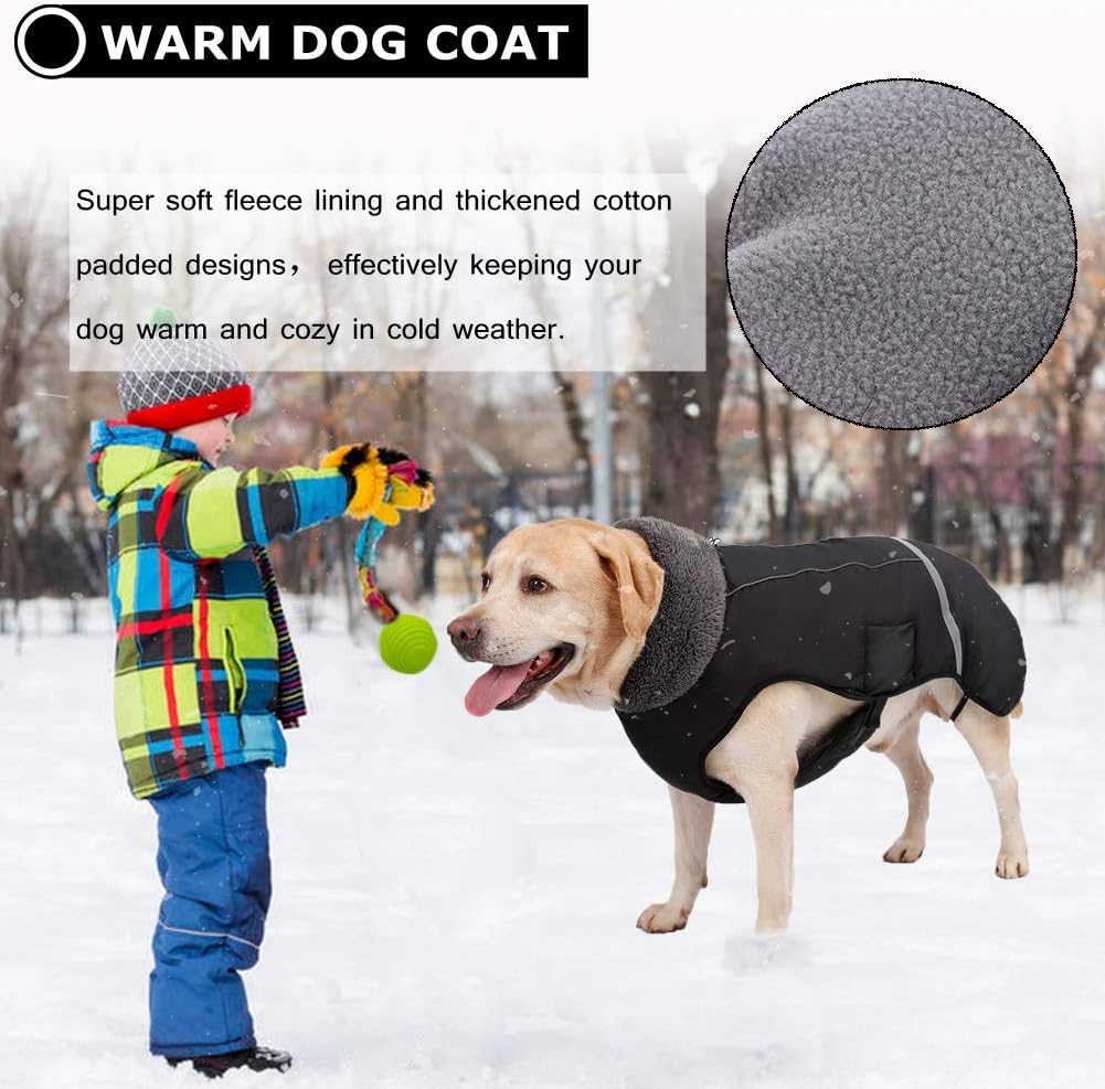 Abrigo de perro cálido reflectante chaqueta de invierno, impermeable a prueba de viento para perros fríos, forro polar grueso para mascotas, chaleco