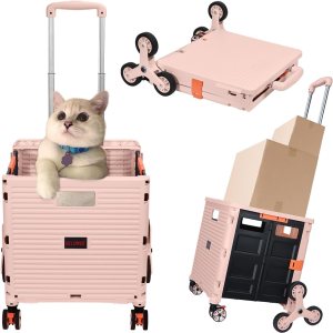 SELORSS Carrito plegable de utilidad, carrito plegable con ruedas para subir escaleras, cesta para profesores con tapa, resistente al desgaste, SELORSS Carrito plegable de utilidad, carrito plegable con ruedas para subir escaleras, cesta para profesores con tapa, resistente al desgaste,