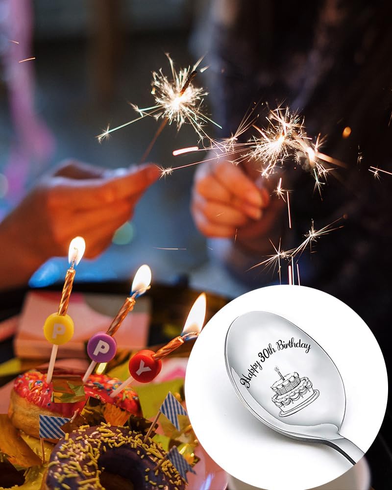 Cuchara de regalo de cumpleaños número 30 para mujeres y hombres, cucharas de feliz cumpleaños de 30 años, regalos para él, regalo de cumpleaños