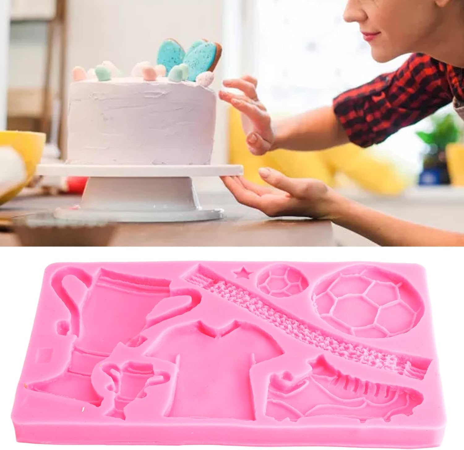 Mini Copa del Mundo de Fútbol, moldes de silicona para pastel temático, zapatos de fútbol, caramelo chocolate decorativo para cumpleaños, boda,