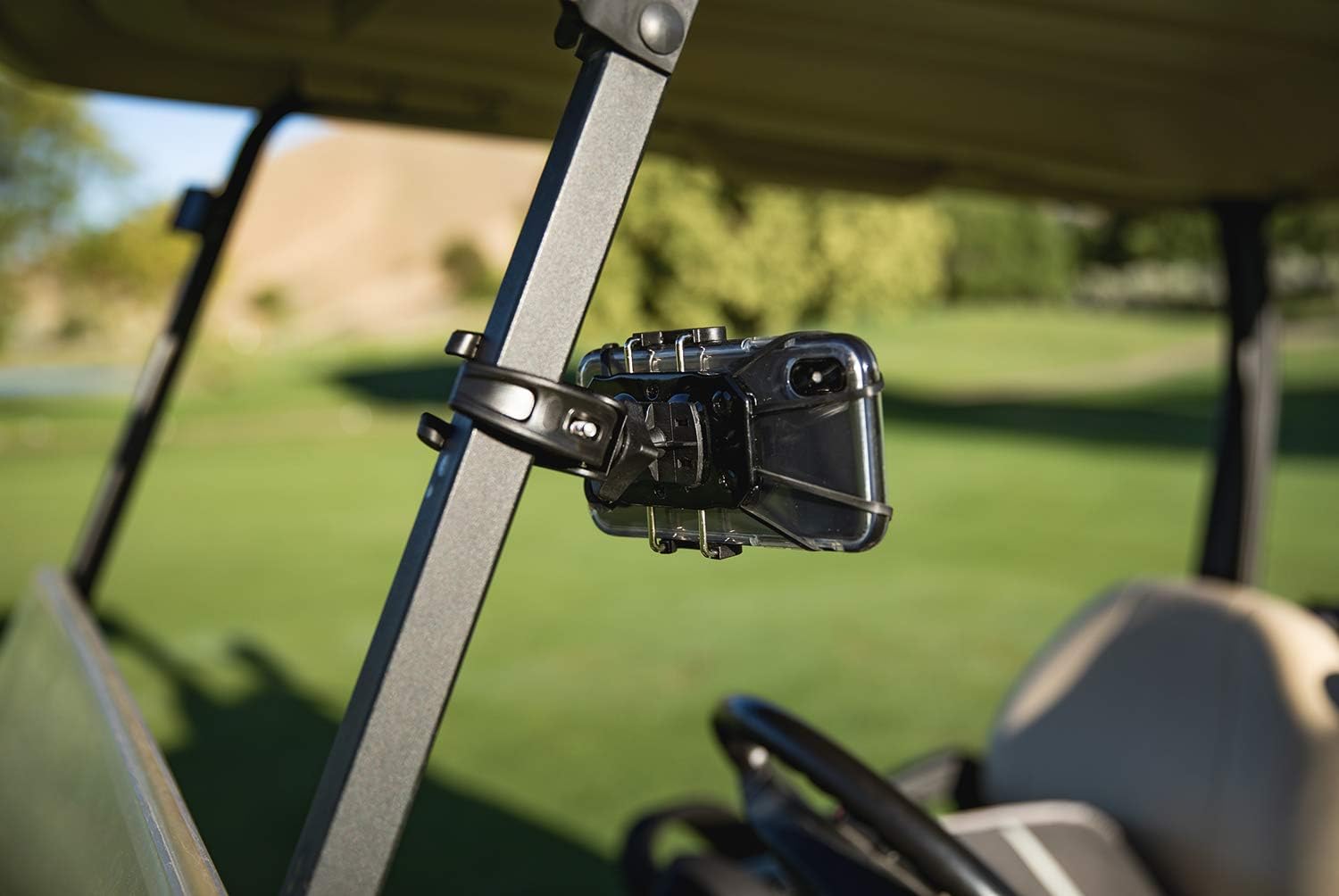 Golf Gadgets – Sistema de grabación de swing  Soporte para carrito de golf o carrito de tracción para teléfono inteligente. Compatible con iPhones,
