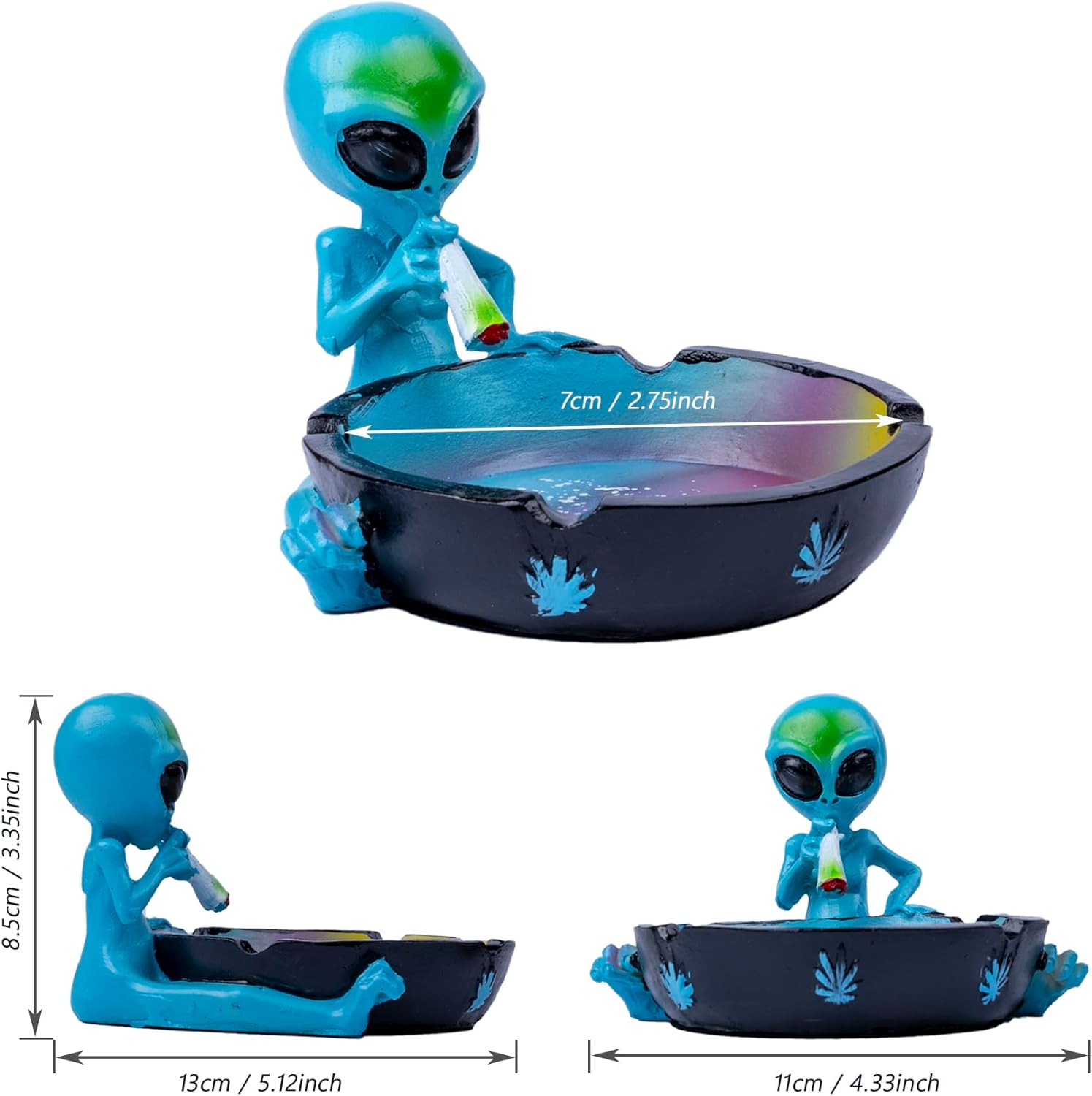 Cenicero para cigarrillos para exteriores, ceniceros geniales para decoración de ceniceros de fantasía alienígena para oficina en casa, regalo de