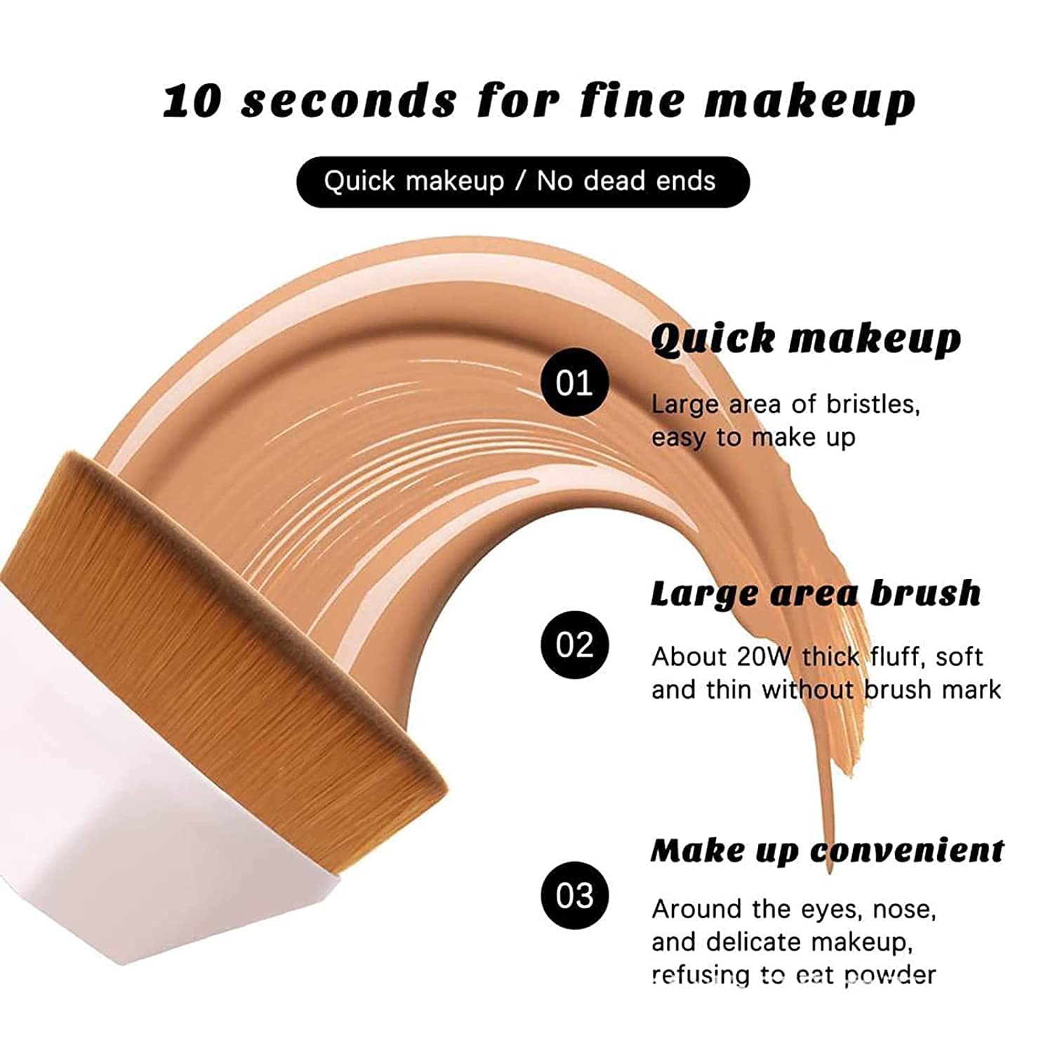 Cepillo de Maquillaje con Tapa Plana, Brochas de Maquillaje con Tapa Plana, Brochas de Maquillaje con Tapa Plana, Brochas de Maquillaje para Mezclar