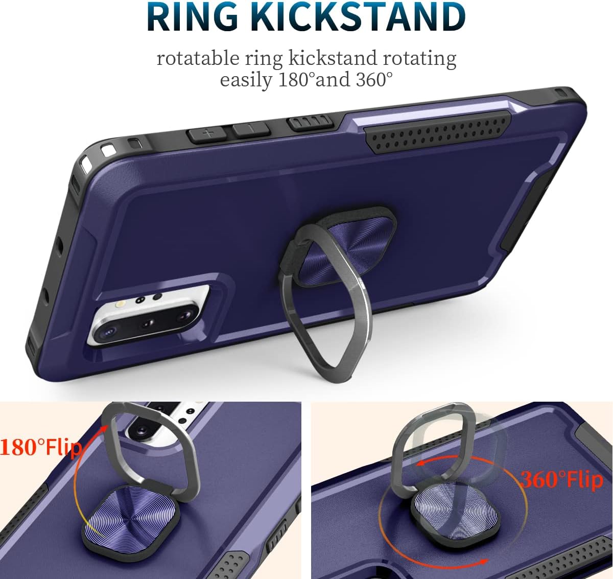 Asuwish Funda para Samsung Galaxy Note 10 Plus Note10+ 5G con soporte de anillo magnético, resistente de cuerpo completo, de silicona, híbrida, a