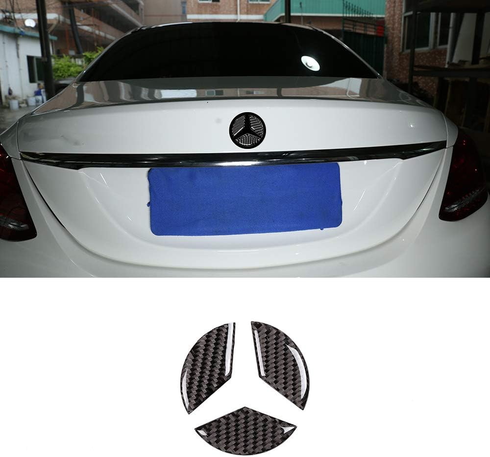 YIWANG 3 unids real fibra de carbono coche puerta trasera camión arranque emblema insignia etiqueta para Mercedes Benz Clase C W205 2016-2019 Auto