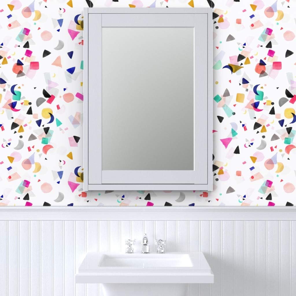 Spoonflower Despegar y pegar papel tapiz Swatch – Confeti Fiesta Cumpleaños Formas Colorido Acuarela Abstracto Geométrico Lindo Mod Personalizado