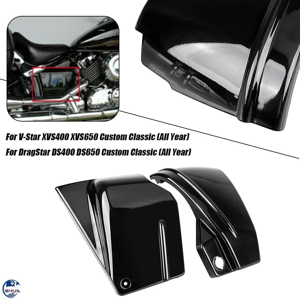 Cubierta de protección lateral de la batería cubierta de carenado compatible con Yamaha V-Star DragStar 650 XVS650 vstar 650 Custom Classic