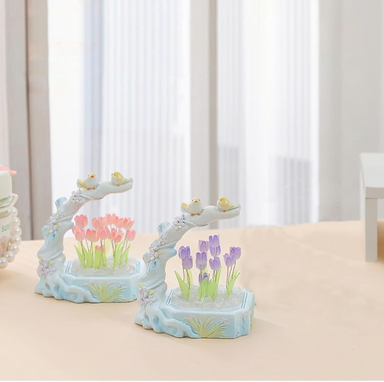Lámpara de tulipán, lámpara de espejo de tulipán, luz nocturna de tulipán, hecha a mano, decoración de simulación de flores, dormitorio, lámpara de