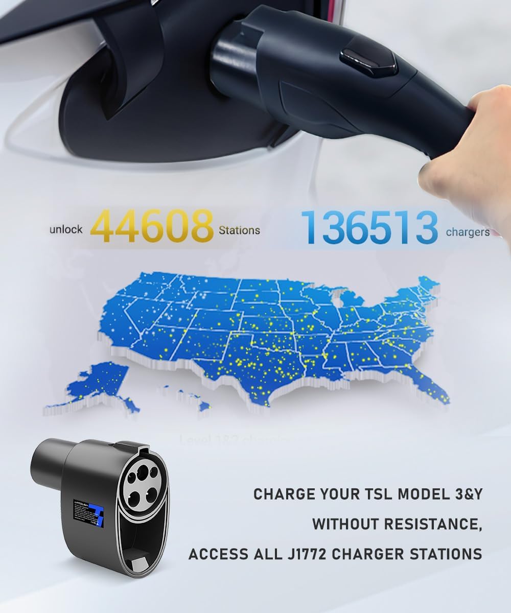 Adaptador mejorado J1772 a TSL Pro especialmente diseñado para el modelo 3 y adaptador de carga Y para accesorios Tesla, carga más rápida, soporte