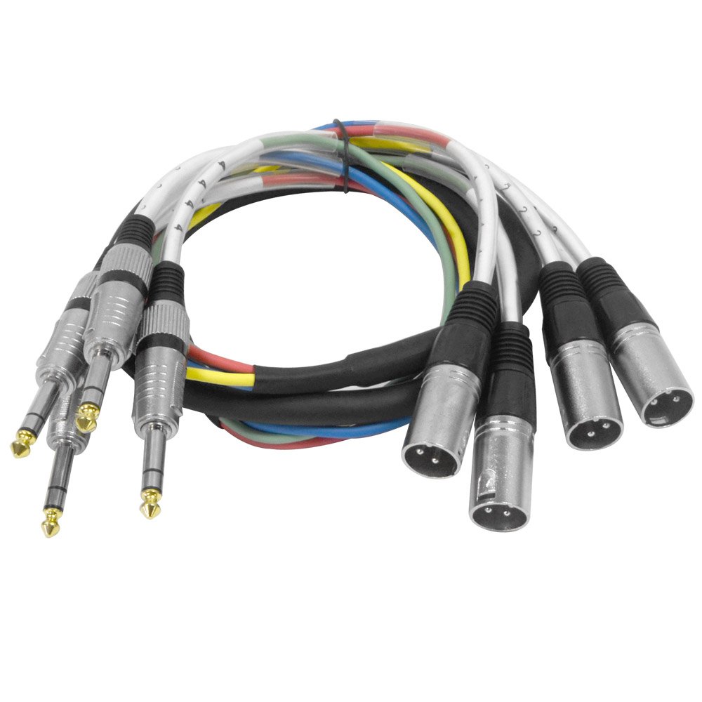Seismic Audio – SAXT-4x5M – Cable de serpiente macho TRS a XLR de 4 canales de 14 pulgadas – 5 pies de largo – Extremos de servicio – Serpiente de