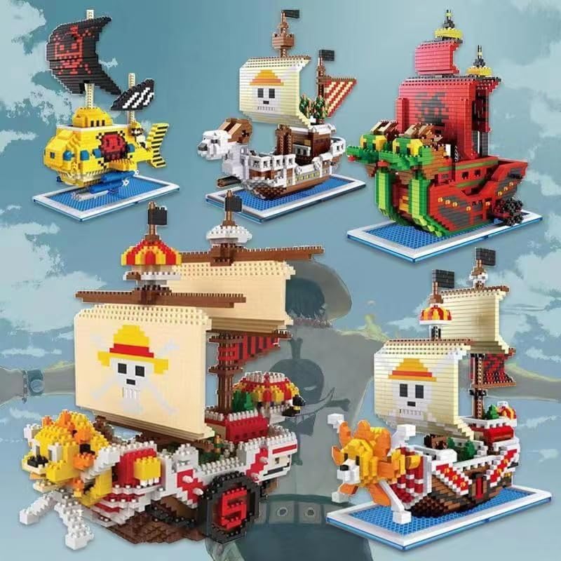 XKJFOTCY Bloques de construcción de anime, juego de bloques de construcción de barcos, juego de modelo de pensamiento creativo, juguete para niños y
