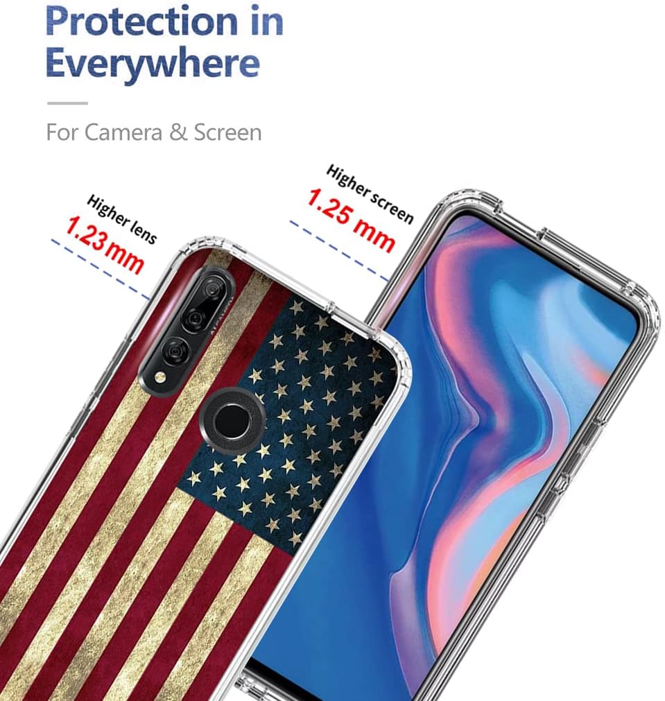 Funda para Huawei Y9 Prime 2019Honor 9XP Smart Z con protector de pantalla de vidrio templado, bonito patrón de bandera transparente para Huawei Y9
