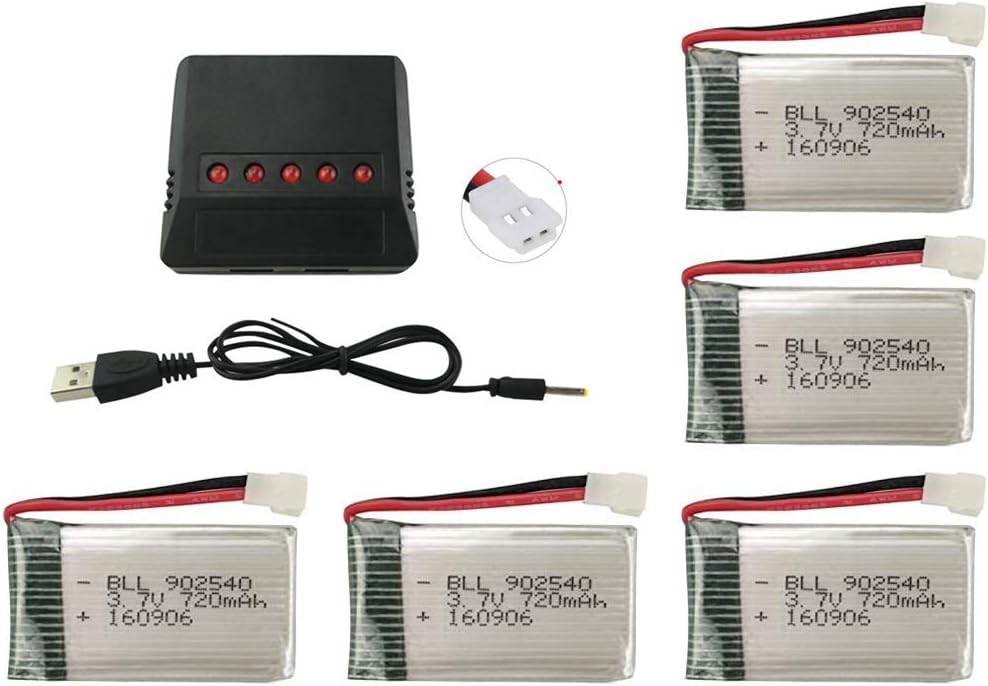 5 unids 3.7 V 720 mAh Lipo batería con 5 en 1 cargador para Syma X5C X5C-1 X5A X5 X5SC X5SW H5C V931 Drone accesorio