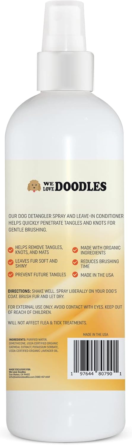 We Love Doodles Spray desenredante para perros, acondicionador sin enjuague para perros, espray desenredante para perros, espray desenredante para