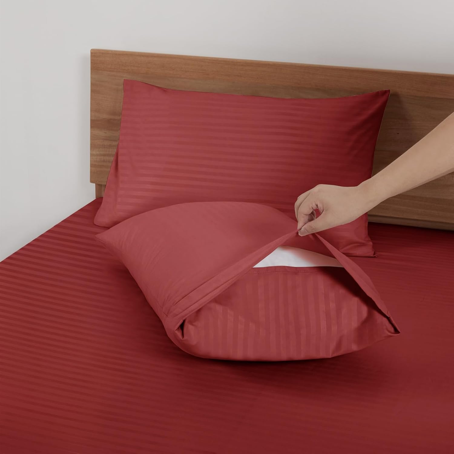 Mejoroom Juego de sábanas de tamaño Queen, sábanas y fundas de almohada de 1800 hilos de lujo para hoteles, sábana bajera con bolsillos profundos,