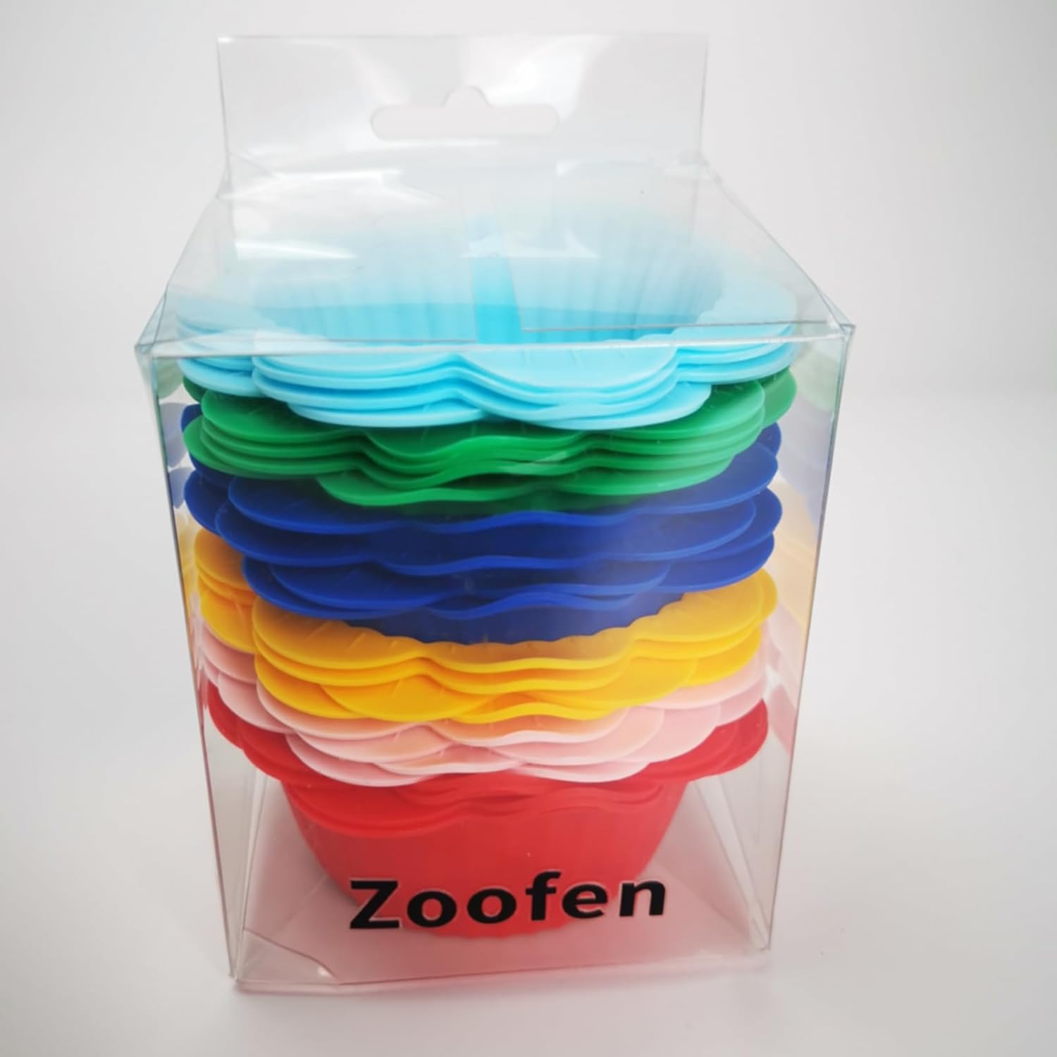 Zoofen 24 forros de silicona reutilizables para magdalenas, moldes para cupcakes para bodas, cumpleaños, fiestas (forma de flor D)